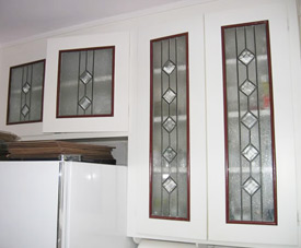 Frosted glass kitchen cabinet doors